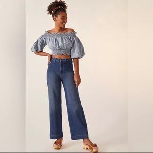 Pilcro Skipper Jeans Size 27 High Rise Wide Leg Dark Wash Stretch Anthropologie